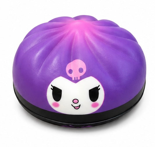 Orange glitter jack-o-lantern Squish Pop squishy toy with holographic sparkle